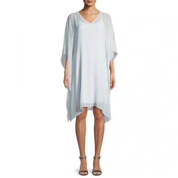 Eileen Fisher pale blue
Sheer Silk V-Neck kaftan Dress w/ Belt - Picture 4 of 14